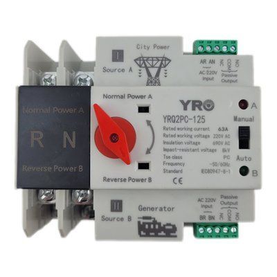 Автомат введення резерву YRO YRQ2PC-125 Dual Power Transfer Switch 63А 2P 220V 42263 фото