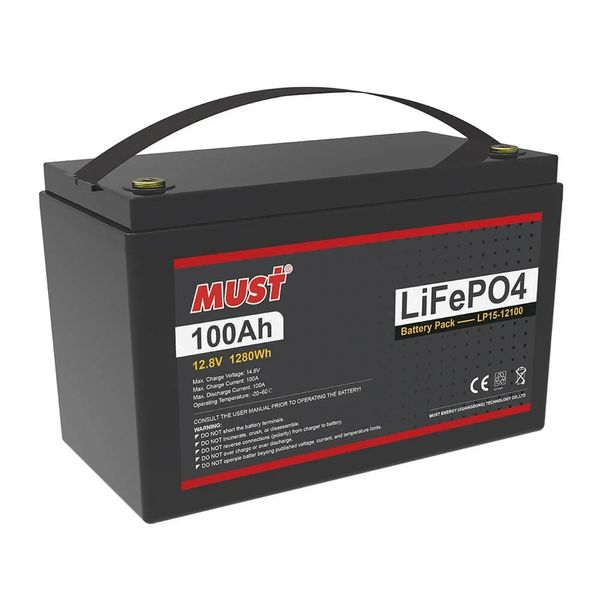 Аккумулятор MUST LiFePO4 12V 100Ah литий-железофосфат LP15-12100 фото