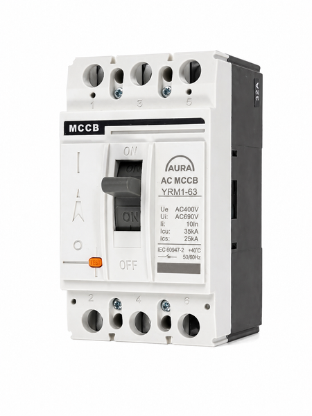 Автоматический выключатель AURA YRM1-125/3300 Molded Case Circuit Breaker 3P 63A 400V 250163 фото