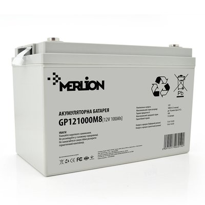 Батарея акумуляторна Merlion AGM GP121000M8 12V 100Ah для охоронних систем і сонячних панелей merlion100 фото