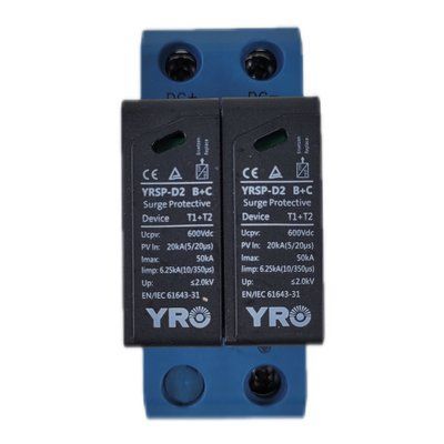 Обмежувач перенапруги  YRO YRSP-D2 2P 600V T2 DC 20600 фото